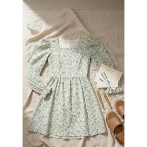 Batsheva Prairie Floral Mini Dress 2 Green NEW